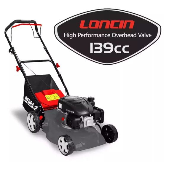 DEDRA DED8720-43L benzínová kosačka s pojazdom, LONCIN 2,4kW, 43cm, centrálne nastav.výšky, kôš 40l