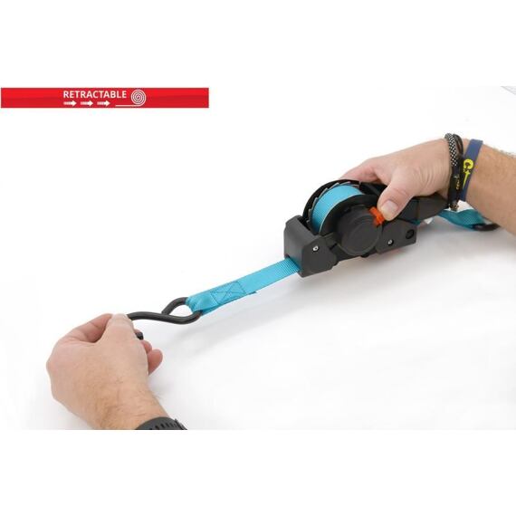 COMPASS popruh s ráčnou samonavíjecí 3,5/25mm s háky, tažná síla 320daN (= 326kg)