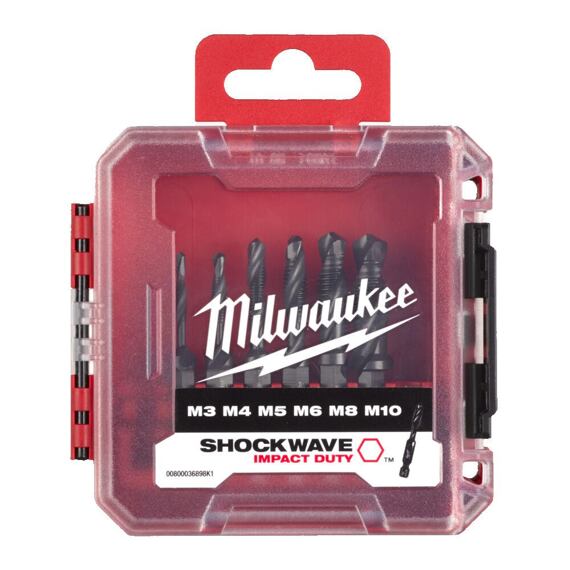 MILWAUKEE 4932498267 závitníky strojní kombinované 3v1, sada  M3-M10, upnutí 6-hran 1/4"
