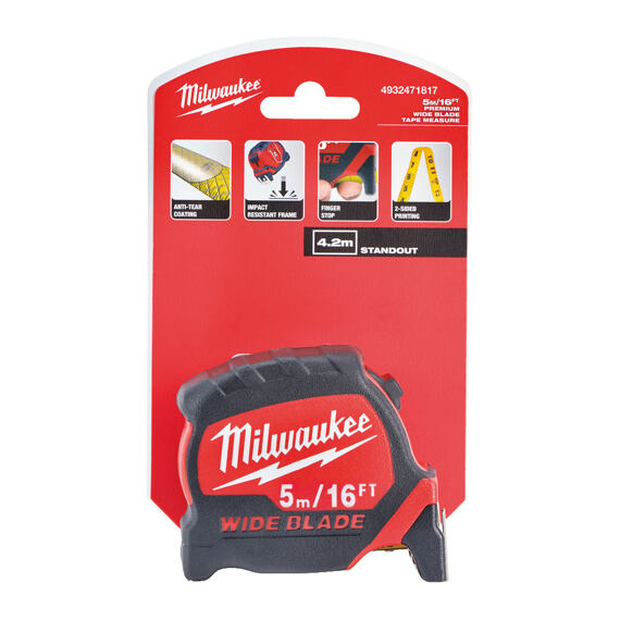MILWAUKEE 4932471817 svinovací metr 5m široký PREMIUM, zesílený rám, neláme se až 4 m vysunutí