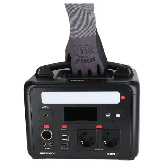 DEDRA DEZS0600 nabíjecí stanice/powerbanka 600/1200W, 640Wh, LiFePO4, 2*230V, DC 10-14,4V/10A
