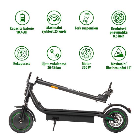 PROCRAFT DS350S aku koloběžka 350W, 36V/10,4Ah, dojezd až 30km, skládací