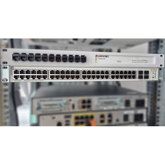 Rackmount pro firewally Fortinet Fortigate 60D, 60E, 60F, 61E, 61F, 70F, 70G, 71E a 71F s osazeným Fortigate 60E v porovnání se switchem HPE Aruba Instant On 1930.