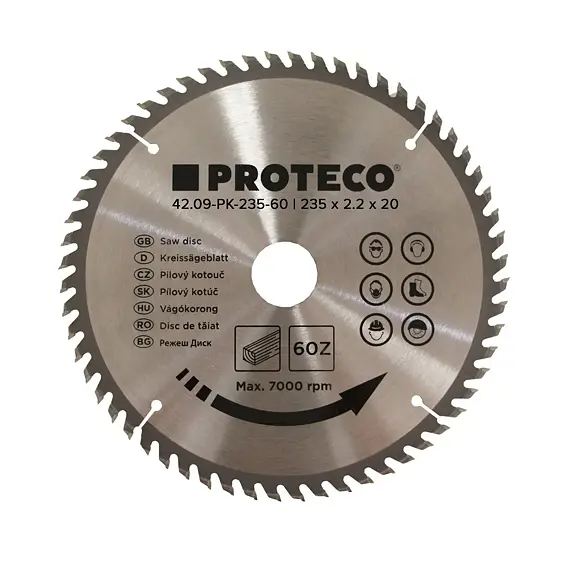 PROTECO pilový kotouč 235mm*2,8mm*30mm 60 WZ HM + redukce 30/20mm 42.09-PK235-60
