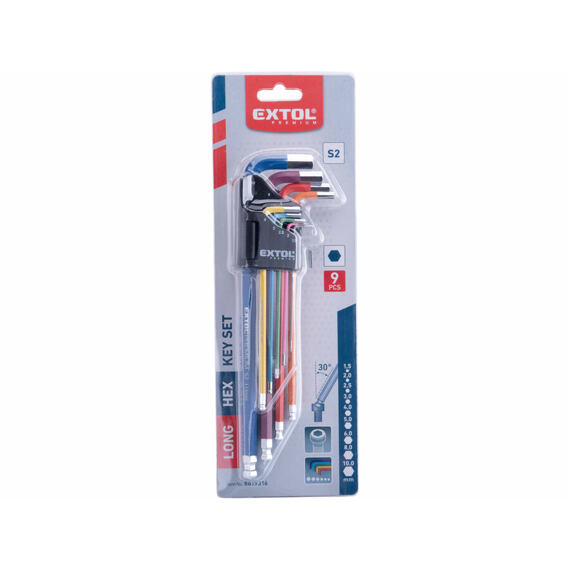 EXTOL Premium sada imbus klíčů s kuličkou 1,5-10mm, S2, barevné 8819316