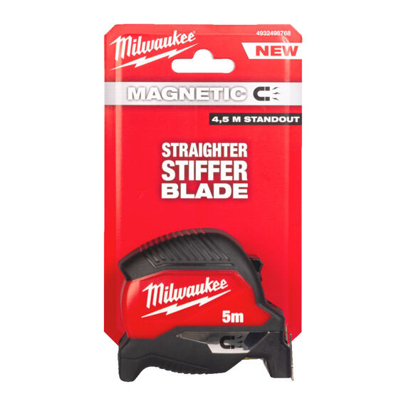 MILWAUKEE 4932498768 svinovací metr 5m, gen. 4, 30mm šířka, vysunutí 4,5m bez zlomení, nárazuvzdorný