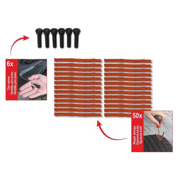 COMPASS sada na opravu defektů pneumatik 100-dílná v kufru, 09418