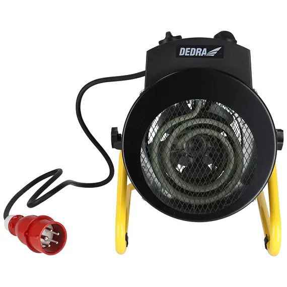 DEDRA ohřívač elektrický 2,5/5kW, 400V, kulatý, 366m3/h, termostat, tepelná pojistka DED9932B