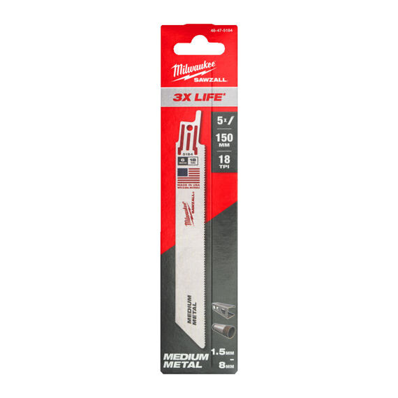 MILWAUKEE 48475184 pilky do ocasky, 150mm 18Tpi, kov, měď, nerez 5ks