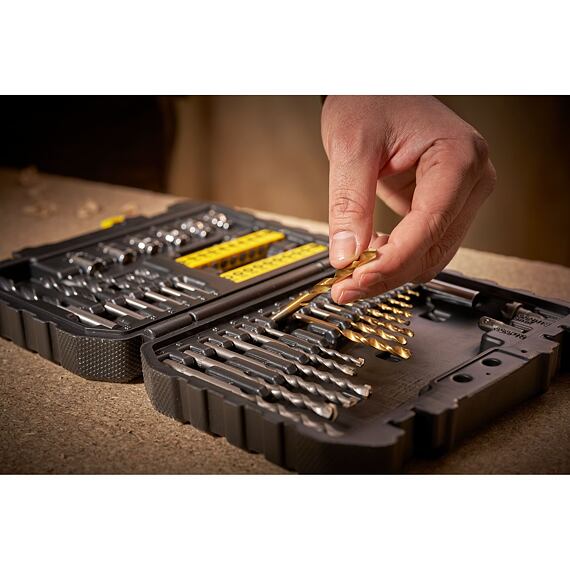 STANLEY STA88546 sada vrtáků kov/dřevo/zdivo, bity, hlavice