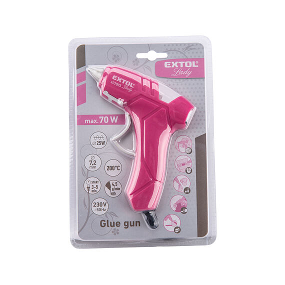 EXTOL Lady pistole tavná lepící, 7,2mm, 25W, RŮŽOVÁ, 422003
