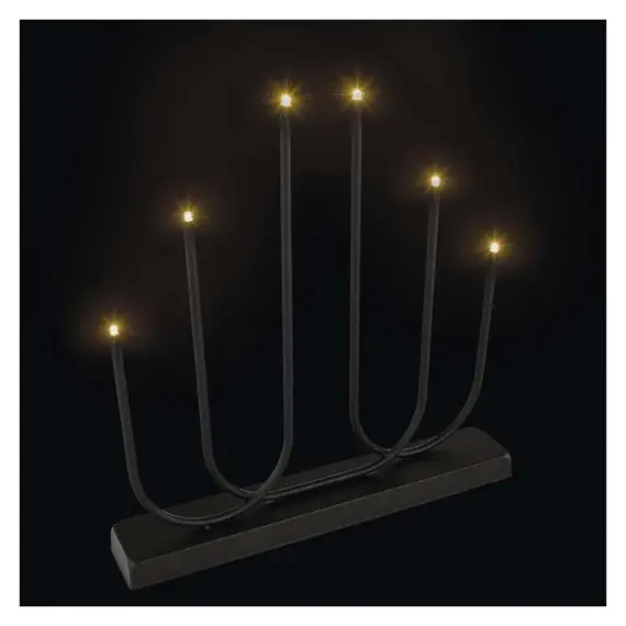 EMOS LED svícen 6 LED kovový černý, 40cm, 2*AA, teplá bílá, DCAW24