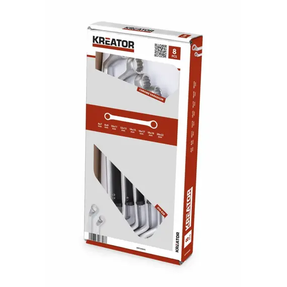 KREATOR sada oboustranných očkových klíčů 6-22mm, 8ks KRT500005