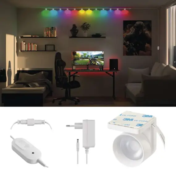 EMOS GoSmart LED bodové svítidlo - řetěz 255 cm, 12 dílů, 7 W, RGBIC+CCT, stmívatelné, WiFi, ZIW15CR