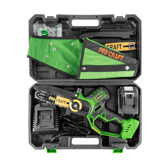 PROCRAFT PKA32Li-P aku ruční řetězová pilka 20V/4Ah, lišty 152+203mm, bezuhlíkový motor, POUZDRO