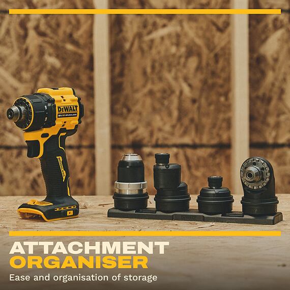 DeWalt DCD803NT aku bezuhlíková příklepová vrtačka a 4 výměnné hlavy 18V, 73Nm, kufr TSTAK, bez aku
