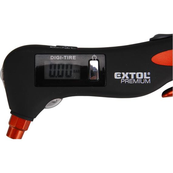 EXTOL Premium pneumerač digitálny EMERGENCY 5v1, LED svetlo výstražné, kladivko, rezák, 8863050 