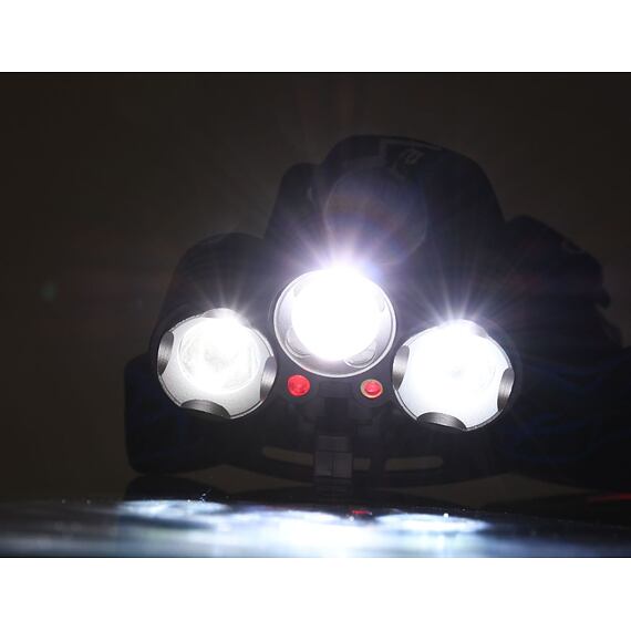 CATTARA čelovka LED CREE XM-L T6 10W + 2* CREE XP-E 3W, 400lm, 2*3,7V, laser, dosvit až 500m 13125