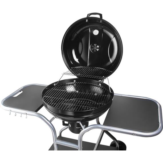 FIELDMANN gril na uhlie 54cm, výška 77cm, odkladacie plochy, kolieska, veko FZG 1014