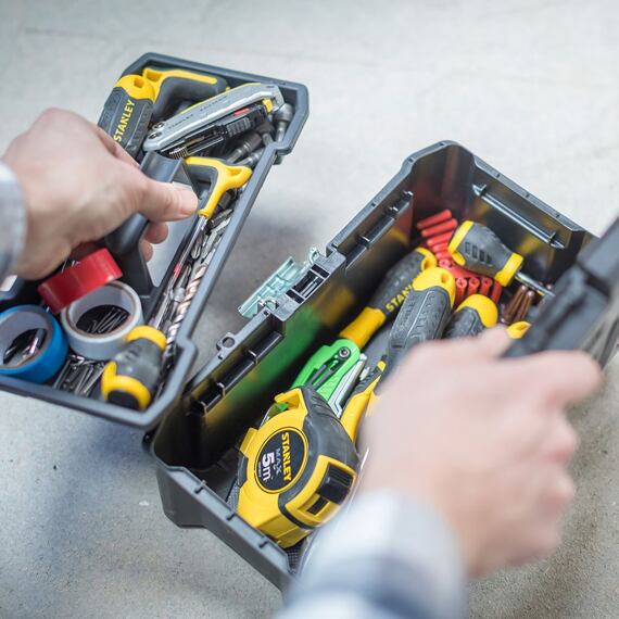 STANLEY STST1-75515 box na nářadí s kovovou přezkou, organizér ve víku, 32*19*13cm
