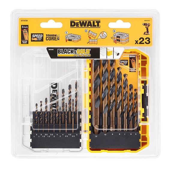DeWalt DT70729 sada vrtáků do kovu 23-dílná Black-Gold 1,2-12mm