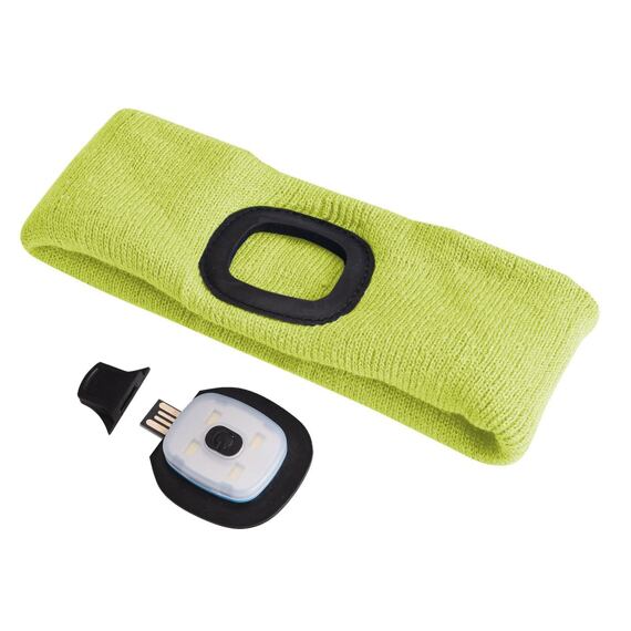 SIXTOL čelenka s čelovkou LED 180lm, nabíjecí USB, žlutá fluorescentní
