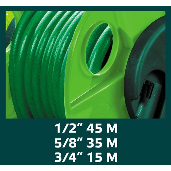 VERTO vozík na hadicu s kolieskami, cca 45m hadica 1/2", 15G791