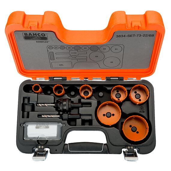 BAHCO sada děrovacích pil Sandflex BIM 22,29,35,44,51,64 a 68mm, upínací trny