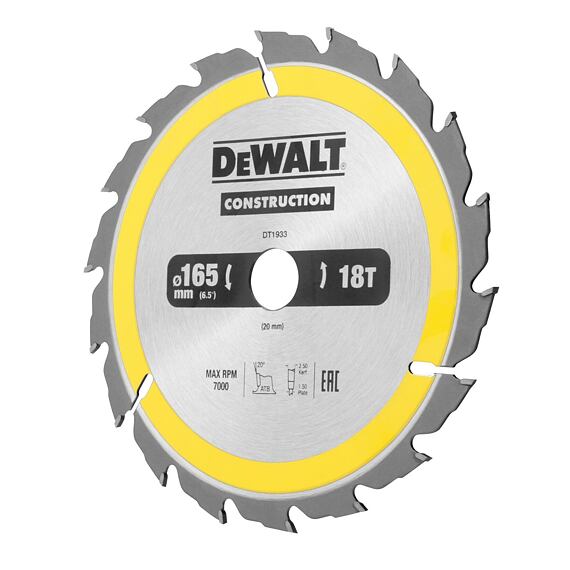 DeWalt DT1933 pilový kotouč 165*20mm, 18z, pro rychlé řezy