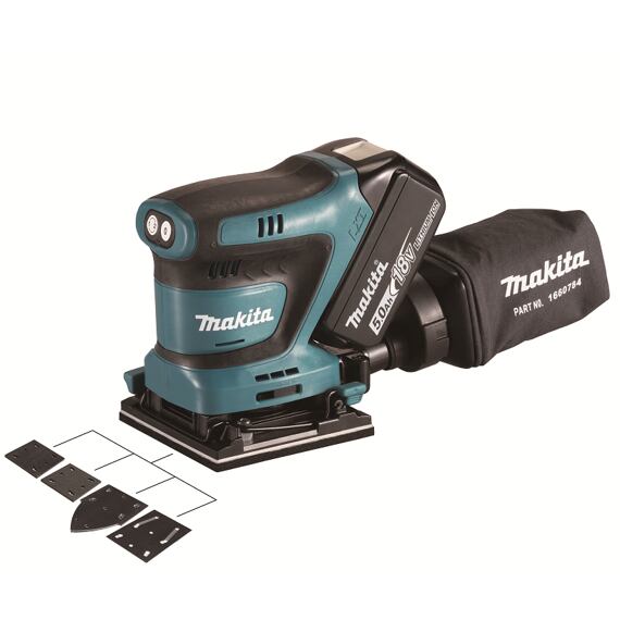 MAKITA DBO480Z aku vibrační bruska LXT 18V, 114*102mm, suchý zip, 11000/14000 ot./min.