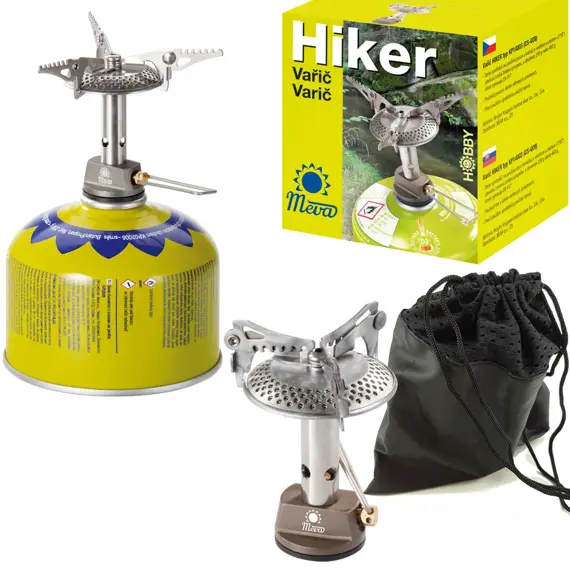MEVA KP14003 vařič plynový HIKER, rozkládací plotýnka, pro kartuše KP02006 a KP02007