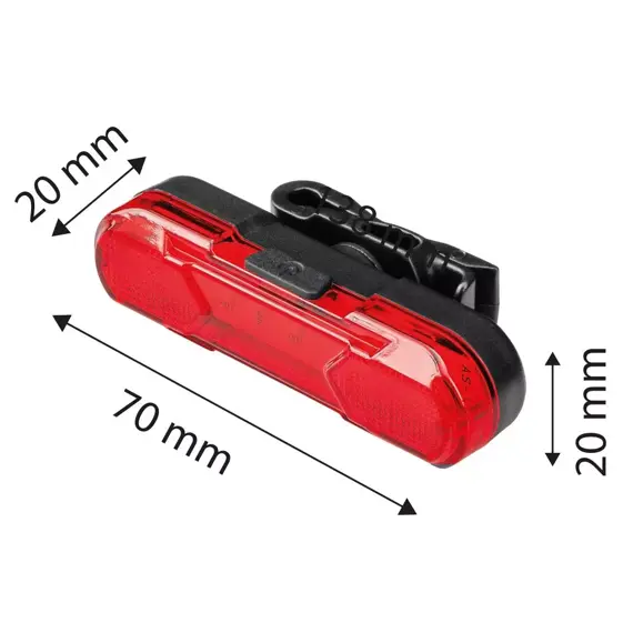 NEO světlo zadní na kolo, 3V/210mAh, 30lm, 4 módy svícení, nabíjení micro USB, 91-002