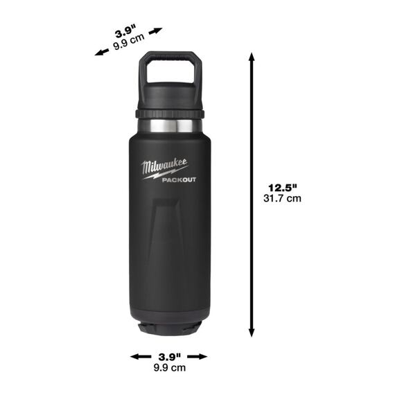 MILWAUKEE 4932493468 termoláhev PACKOUT 1065ml, dvoustěnná vakuová izolace, kompatibilní víčko,černá