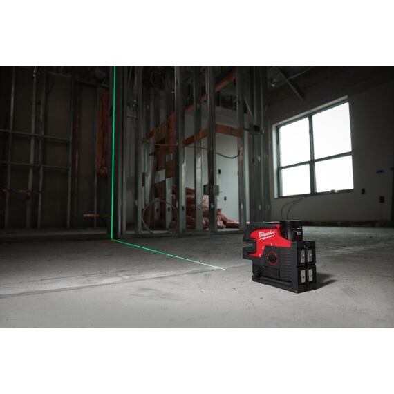 MILWAUKEE M12 CLL4P-0C křížový liniová laser ZELENÝ, samonivelace, 38m/100m s detektorem, 4933479202