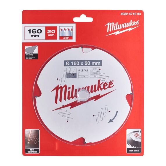 MILWAUKEE 4932471293 pilový kotouč 160*20*2,2mm, 4z, na cementovláknité desky