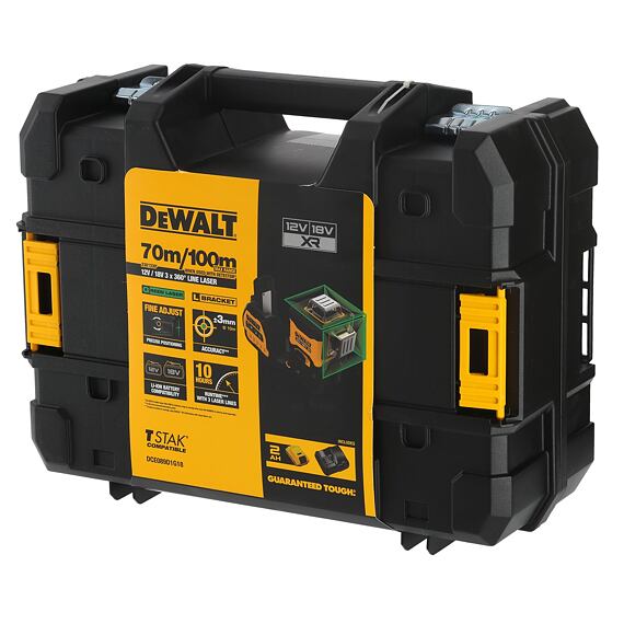 DeWalt DCE089D1G18 laser Multi Line zelený 3*360°, 18V/2Ah, TSTAK