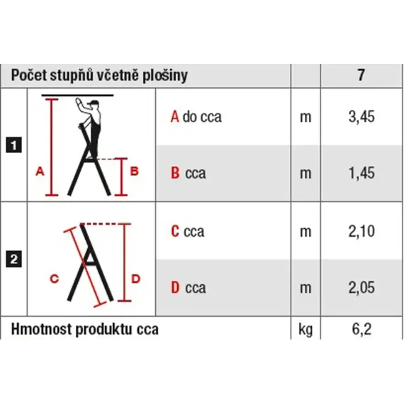 KRAUSE schůdky Al 7 nosnost 150kg 10.6617-KR