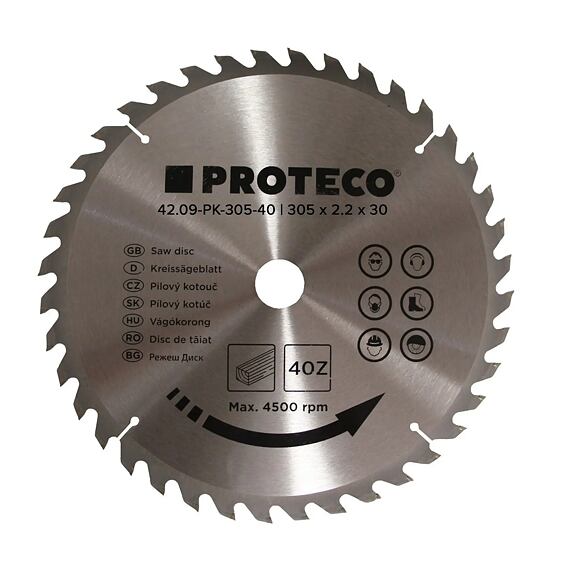 PROTECO pilový kotouč 305mm*3,2mm*30mm 40 WZ HM + redukce 30/20mm 42.09-PK305-40