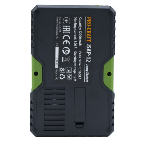 Procraft JSAP-12NE Jumo Starter s kompresorem, Powerbanka kapacita 12ah, start.kabely, 800A JSAP-12N