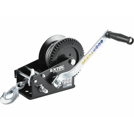 EXTOL Premium naviják lanový 1350kg, lano 6mm/10m,, dvourychlostní model, 8861305