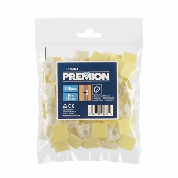 PREMION kabelová příchytka samolepící bílá 19*19mm, 100ks, PREP00033