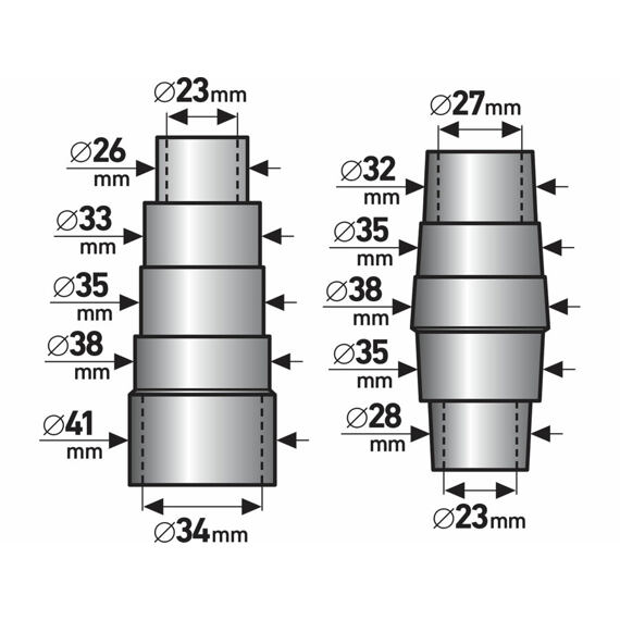 EXTOL Premium adaptéry k odsávání, 2ks, vnější 26-41/28-38mm 8807100