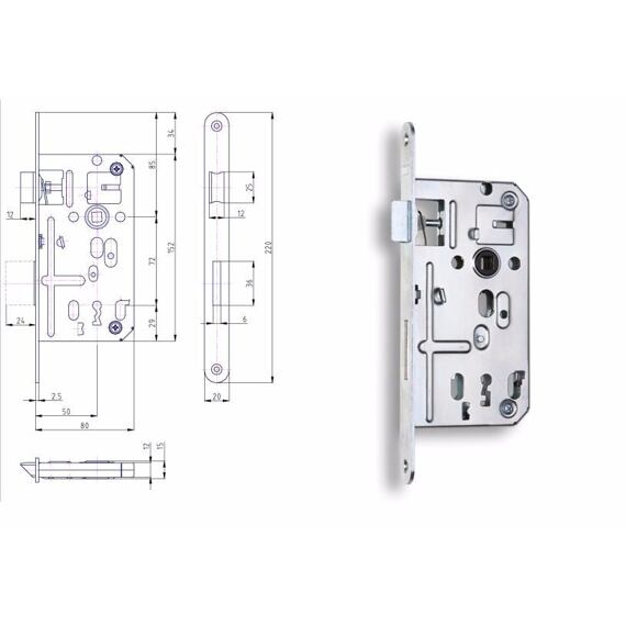 HOBES zámek zadlabací K134 P-L 72/80 klíč 498431