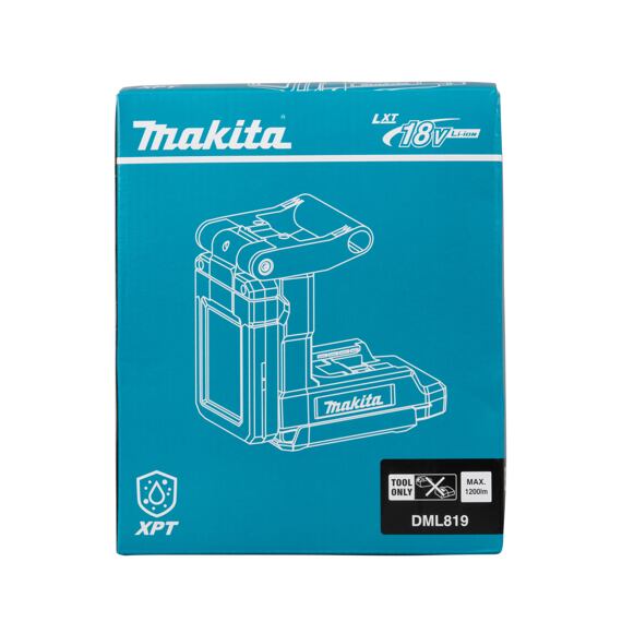 MAKITA DML819 aku LED svítilna s magnetem Li-ion LXT 18V, 500/800/1200 lm, bez baterie
