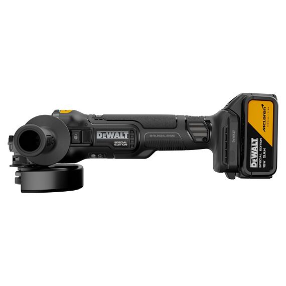 DeWalt DCG45MP2T aku bezuhlíková úhlová bruska 125mm, 18V/2*5Ah, kufr, edice McLaren F1