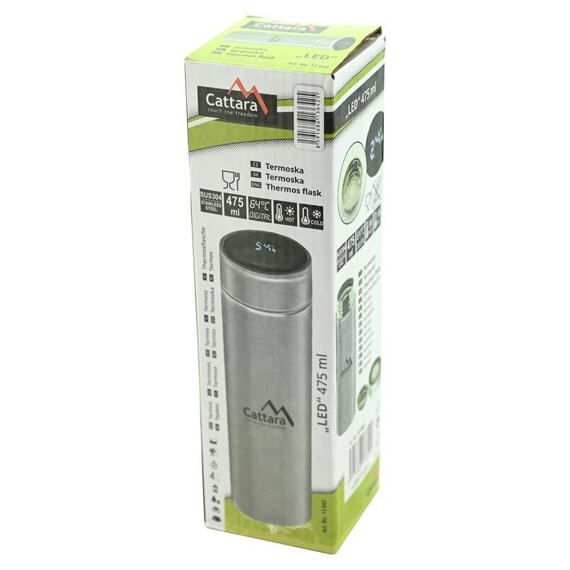 CATTARA termoska LED 475ml, LED teploměr, vyjímatelné sítko, 13642