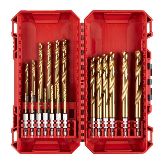 MILWAUKEE 4932499763 vrtáky HSS-G TIN, 2-10mm, 19-dílná sada, 6-ti hranná stopka 1/4"