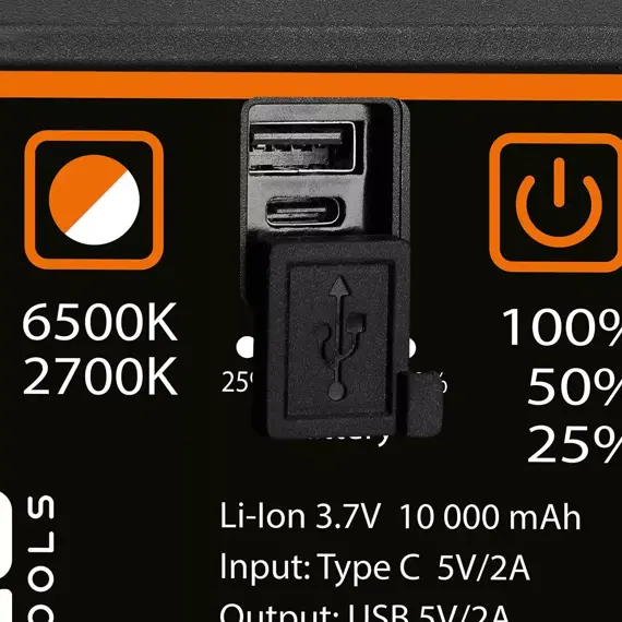 NEO aku reflektor teleskopický LED COB 3000lm, 10Ah USB C, 6500K/2700K, Powerbanka, 99-124