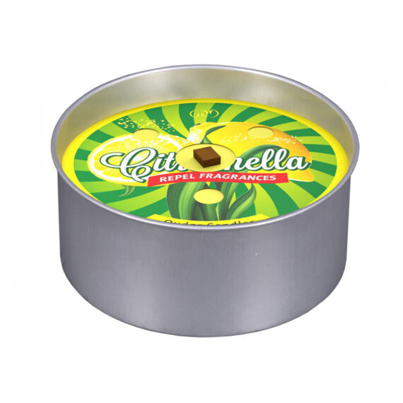 svíčka proti hmyzu CITRONELLA plech, 170g, 10*5cm, hoří cca 8h, 92193st