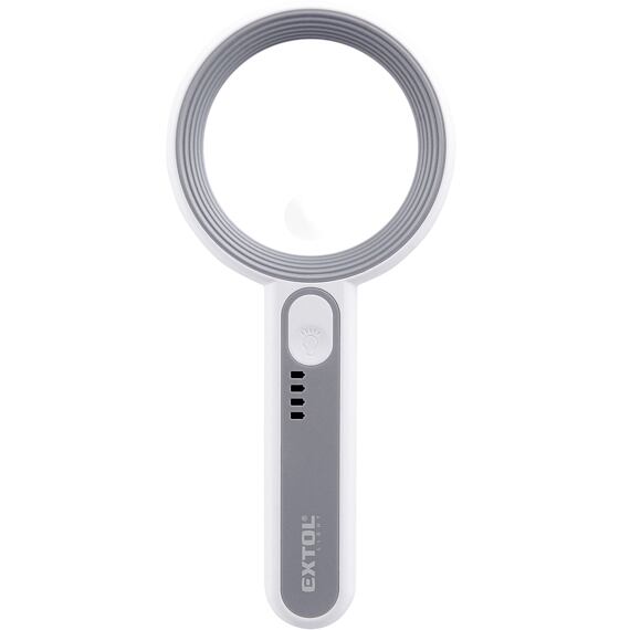EXTOL LIGHT lupa se světlem, čočka 61mm, zvětšení 6* + 12*, 16 LED diod, USB-C nabíjení, 43163